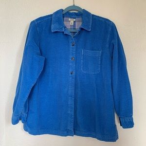 L.L. Bean blue corduroy button down shacket flannel lined size Medium